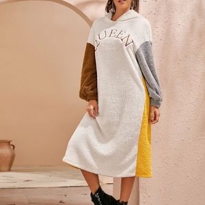 Lantern Sleeve Hoodie Dress